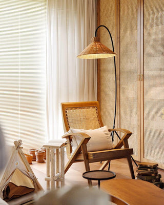 Sombrero Lampadaire en Rotin Arc