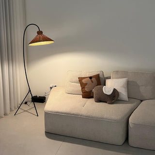 Sombrero Lampadaire en Rotin Arc