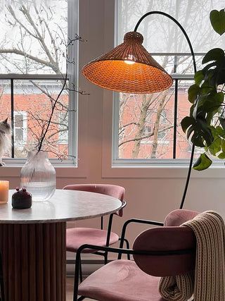 Sombrero Lampadaire en Rotin Arc