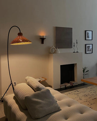 Sombrero Lampadaire en Rotin Arc
