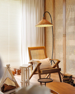 Sombrero Lampadaire en Rotin Arc