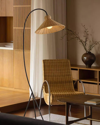 Sombrero Lampadaire en Rotin Arc