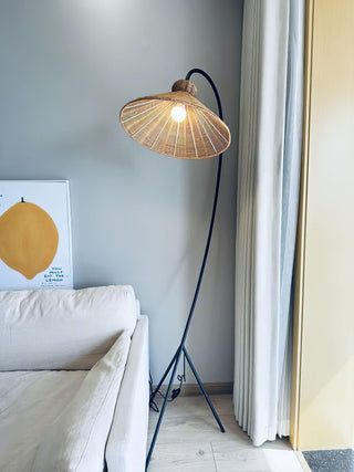 Sombrero Lampadaire en Rotin Arc