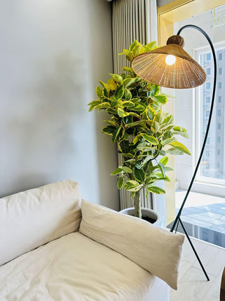Sombrero Lampadaire en Rotin Arc