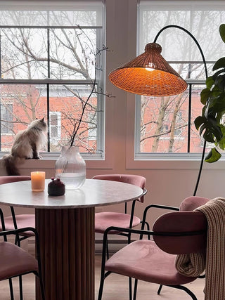 Sombrero Lampadaire en Rotin Arc