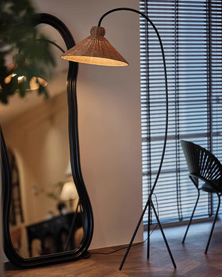 Sombrero Lampadaire en Rotin Arc