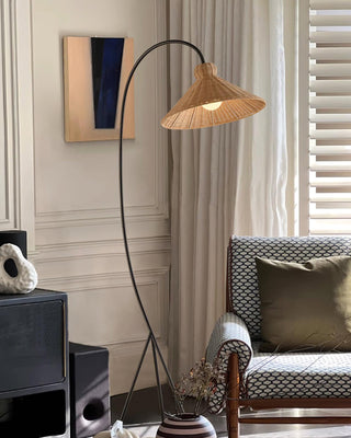 Sombrero Lampadaire en Rotin Arc