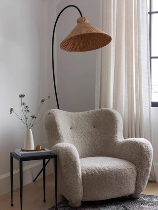 Sombrero Lampadaire en Rotin Arc