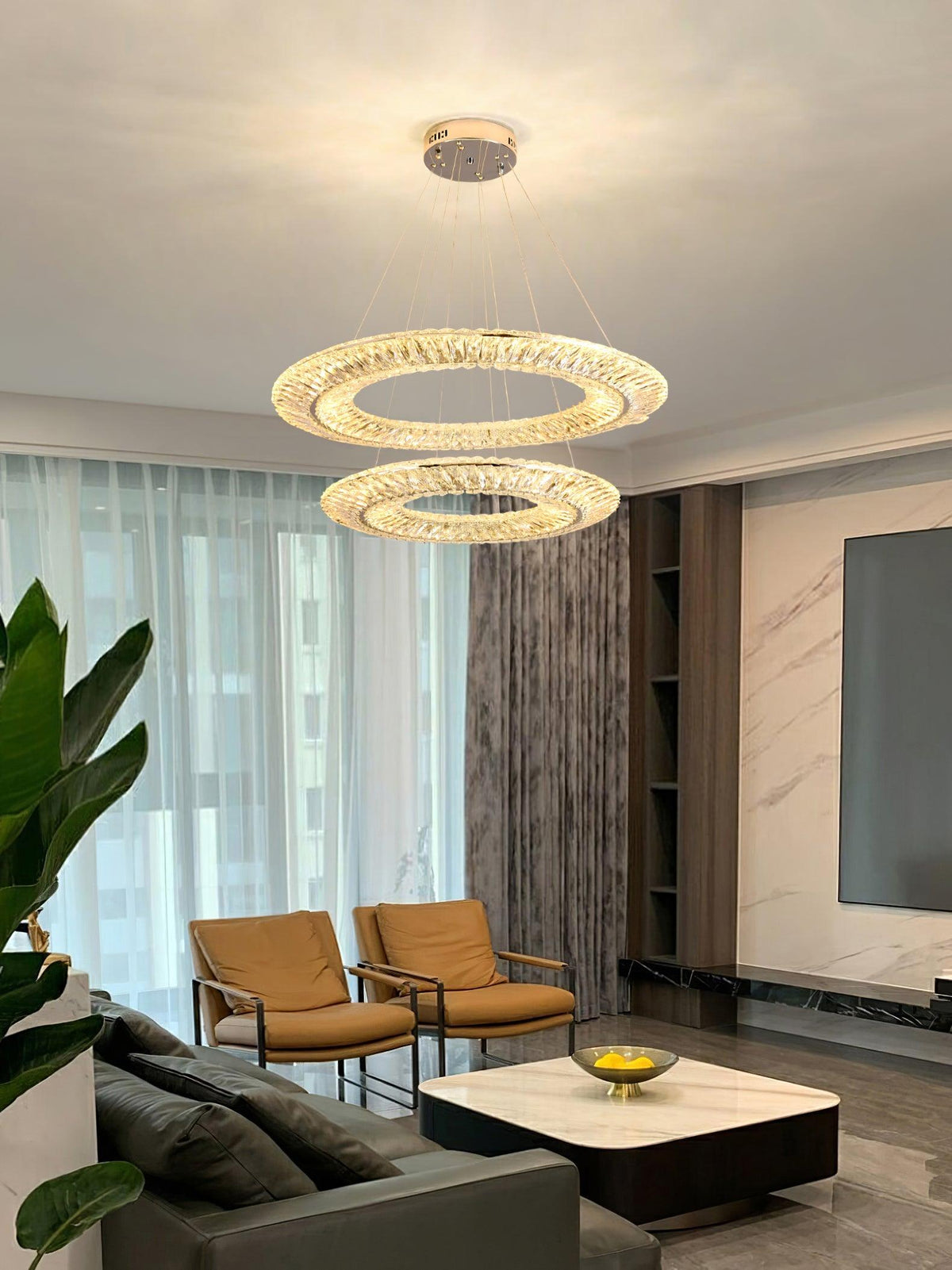 Serien Lustre Géométrique Cristal LED Élégant