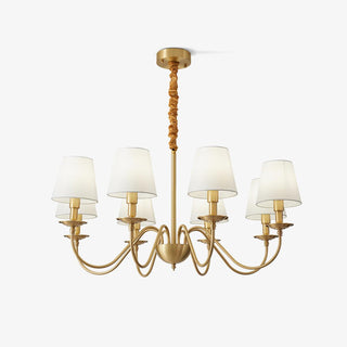 Lustra Lustre Classique à Abat-jour en Tissu et Laiton