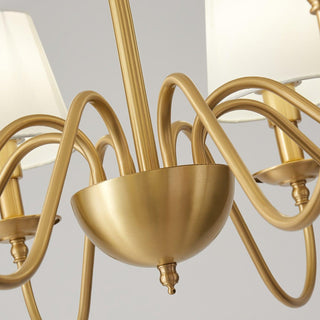Lustra Lustre Classique à Abat-jour en Tissu et Laiton