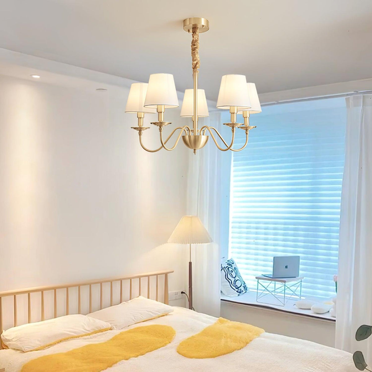 Darenelle Lustre Classique à Abat-jour en Tissu et Laiton