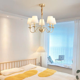 Lustra Lustre Classique à Abat-jour en Tissu et Laiton