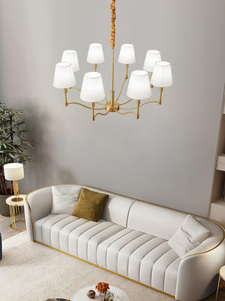 Lustra Lustre Classique à Abat-jour en Tissu et Laiton