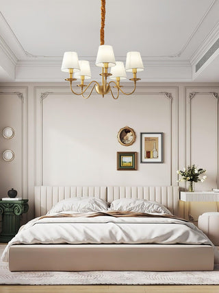 Lustra Lustre Classique à Abat-jour en Tissu et Laiton
