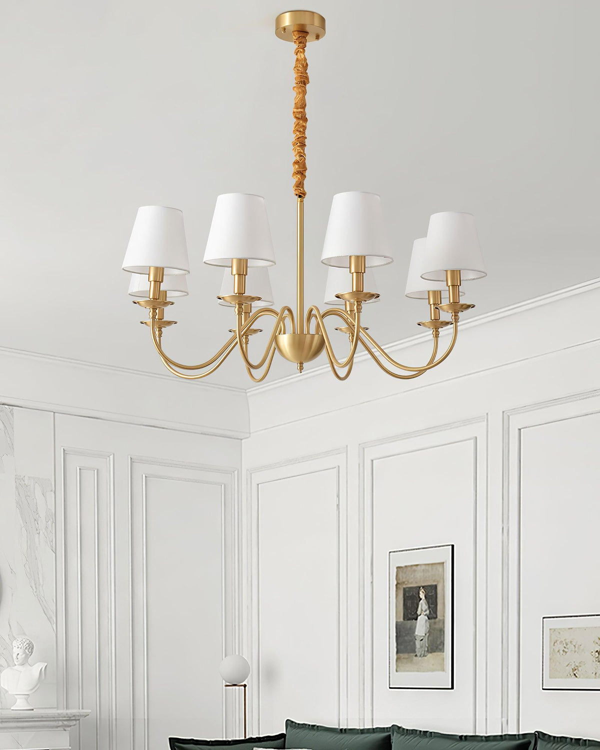 Darenelle Lustre Classique à Abat-jour en Tissu et Laiton