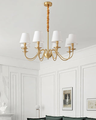 Lustra Lustre Classique à Abat-jour en Tissu et Laiton