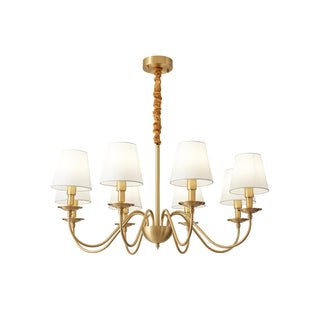 Lustra Lustre Classique à Abat-jour en Tissu et Laiton