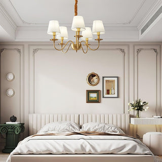 Lustra Lustre Classique à Abat-jour en Tissu et Laiton
