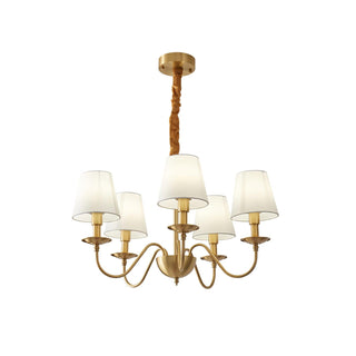 Lustra Lustre Classique à Abat-jour en Tissu et Laiton