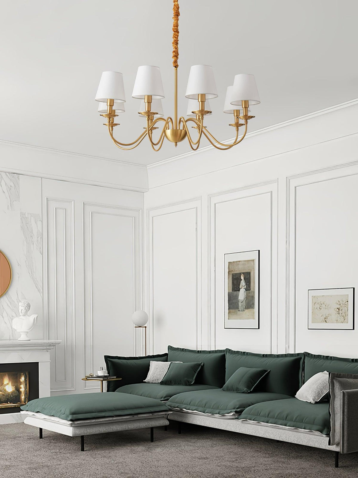 Darenelle Lustre Classique à Abat-jour en Tissu et Laiton