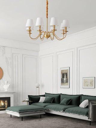 Lustra Lustre Classique à Abat-jour en Tissu et Laiton