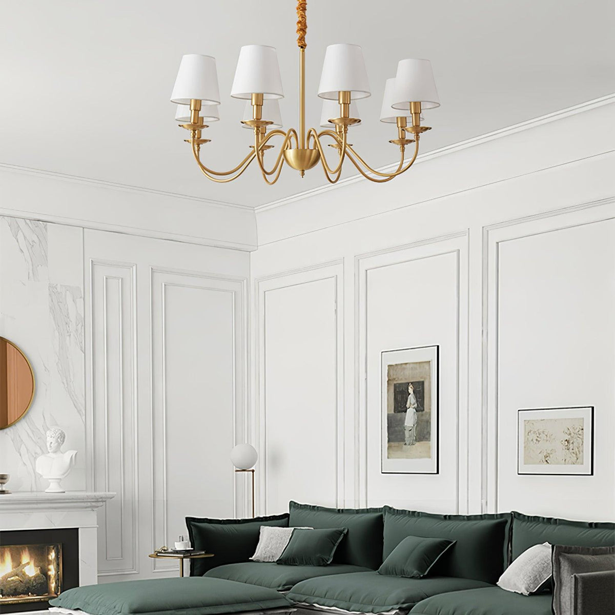 Darenelle Lustre Classique à Abat-jour en Tissu et Laiton