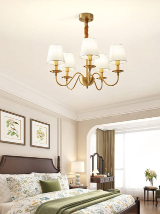 Lustra Lustre Classique à Abat-jour en Tissu et Laiton