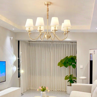 Lustra Lustre Classique à Abat-jour en Tissu et Laiton