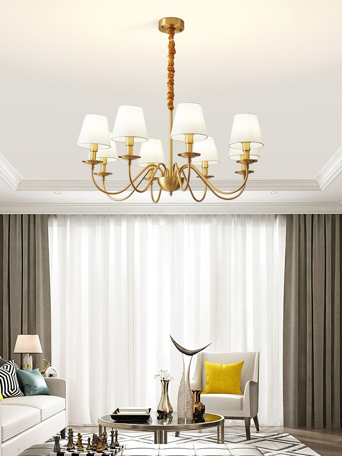 Darenelle Lustre Classique à Abat-jour en Tissu et Laiton