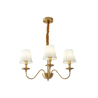 Lustra Lustre Classique à Abat-jour en Tissu et Laiton