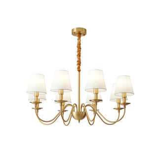 Lustra Lustre Classique à Abat-jour en Tissu et Laiton