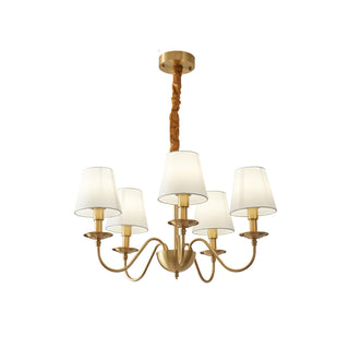 Lustra Lustre Classique à Abat-jour en Tissu et Laiton