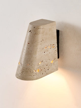 Tapered Travertine Wall Sconce-Neutral Decor