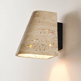 Tapered Travertine Wall Sconce-Neutral Decor