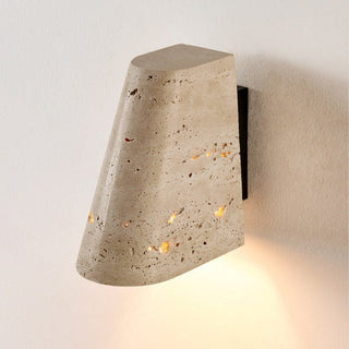 Tapered Travertine Wall Sconce-Neutral Decor