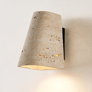Tapered Travertine Wall Sconce-Neutral Decor