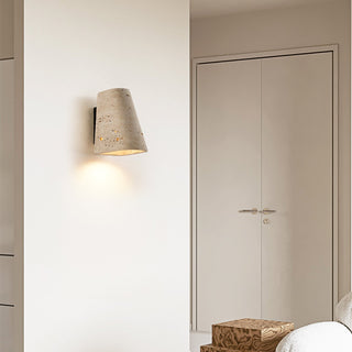 Tapered Travertine Wall Sconce-Neutral Decor