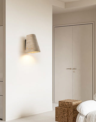 Tapered Travertine Wall Sconce-Neutral Decor