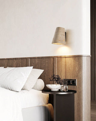 Tapered Travertine Wall Sconce-Neutral Decor