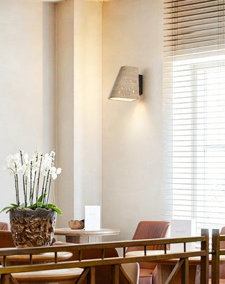 Tapered Travertine Wall Sconce-Neutral Decor
