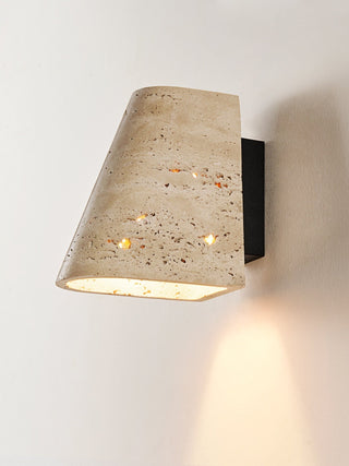 Tapered Travertine Wall Sconce-Neutral Decor