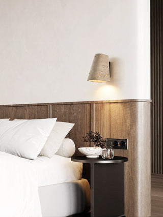 Tapered Travertine Wall Sconce-Neutral Decor