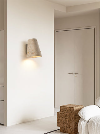 Tapered Travertine Wall Sconce-Neutral Decor