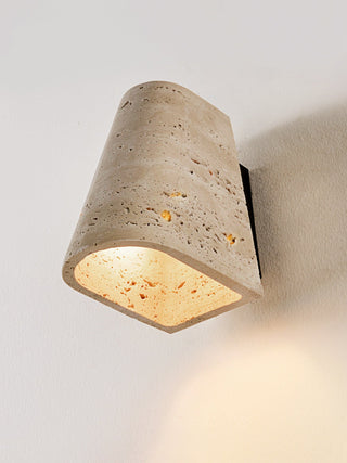Tapered Travertine Wall Sconce-Neutral Decor