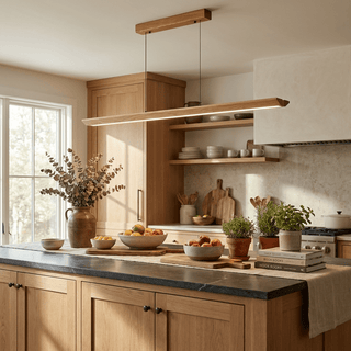 Tapered Wood Linear Pendant Lamp-Neutral Decor