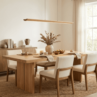 Tapered Wood Linear Pendant Lamp-Neutral Decor
