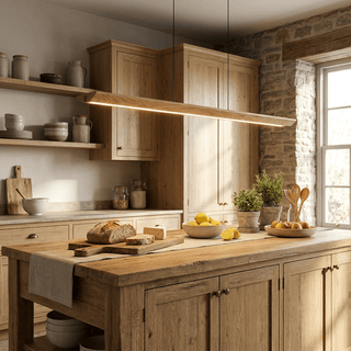 Tapered Wood Linear Pendant Lamp-Neutral Decor