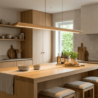 Tapered Wood Linear Pendant Lamp-Neutral Decor