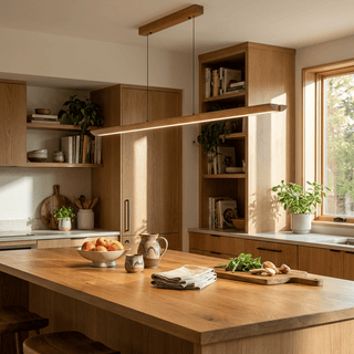 Tapered Wood Linear Pendant Lamp-Neutral Decor